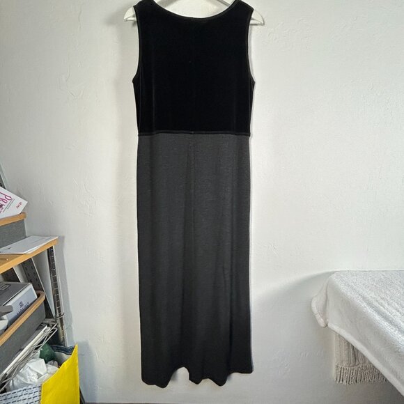 Carol Anderson Womens Velvet & Knit Sleeveless Maxi Dress Small Black Gray USA - Picture 2 of 7